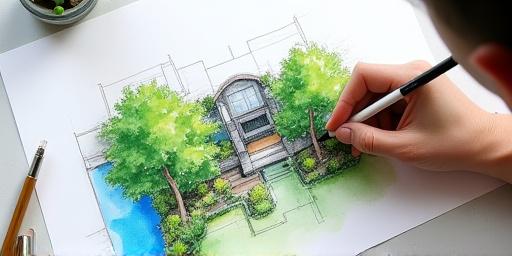 造園デザインのスケッチ